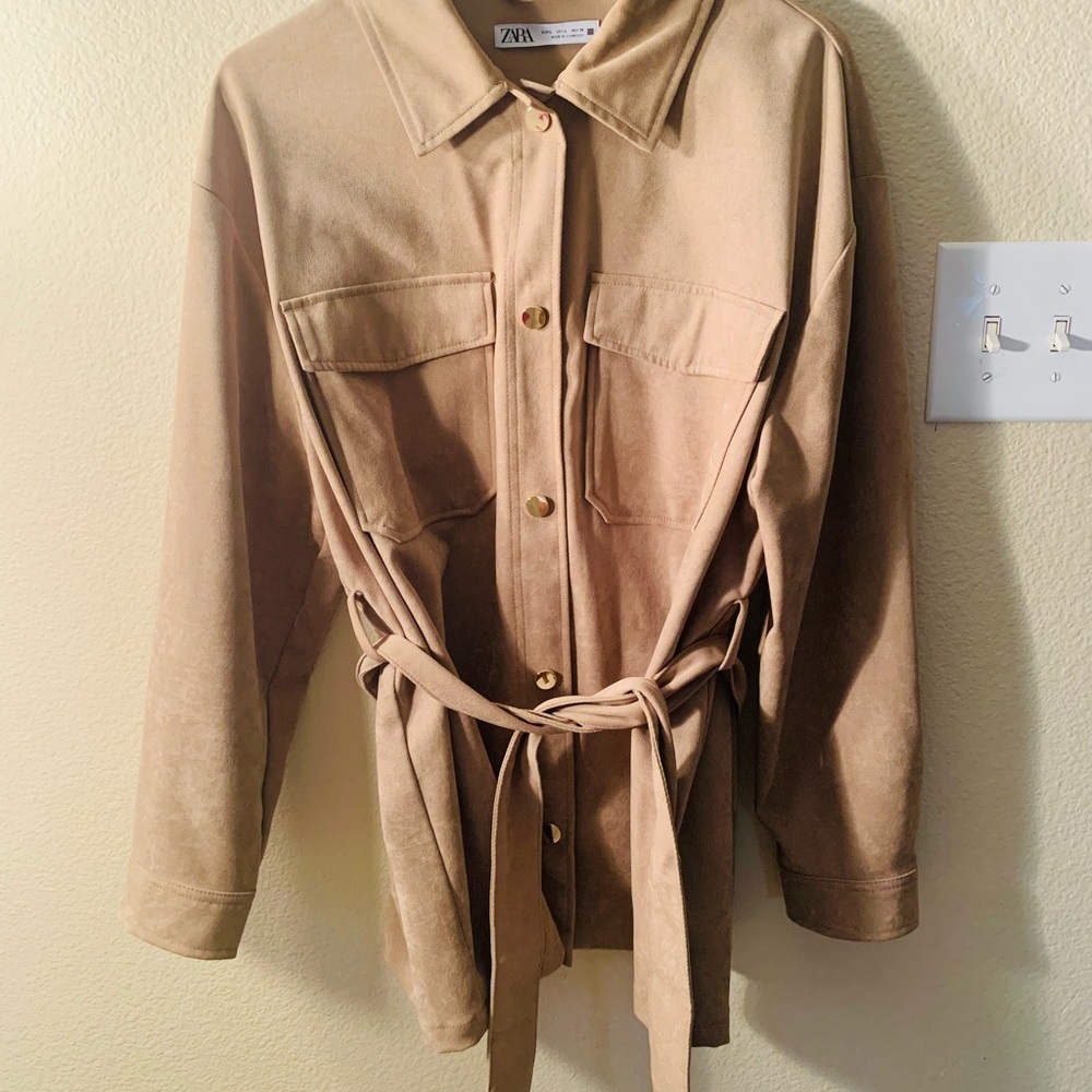 Zara Beige Belted Utility Jacket and pants set